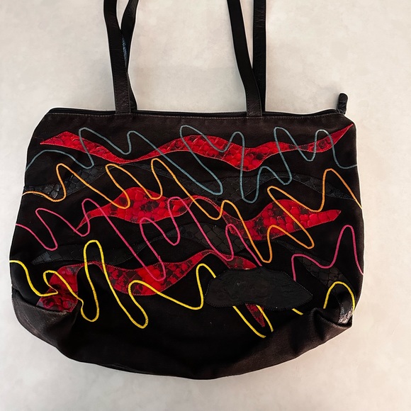 Vintage Carlos Falchi canvas tote bag. - Picture 2 of 7